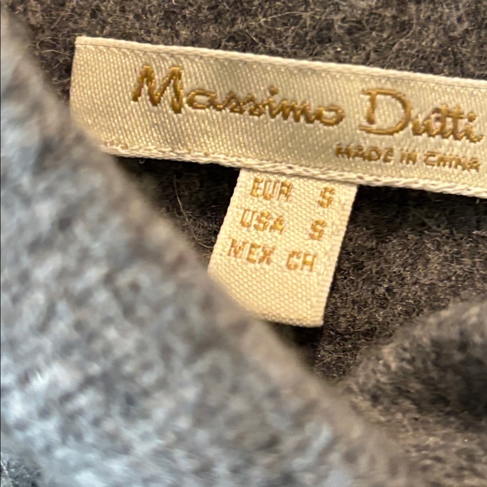 MASSIMO Dutti Gray Wool Blend Bungee Cinch Side Ribbed Hoodie Sweatshirt Small - Picture 5 of 14